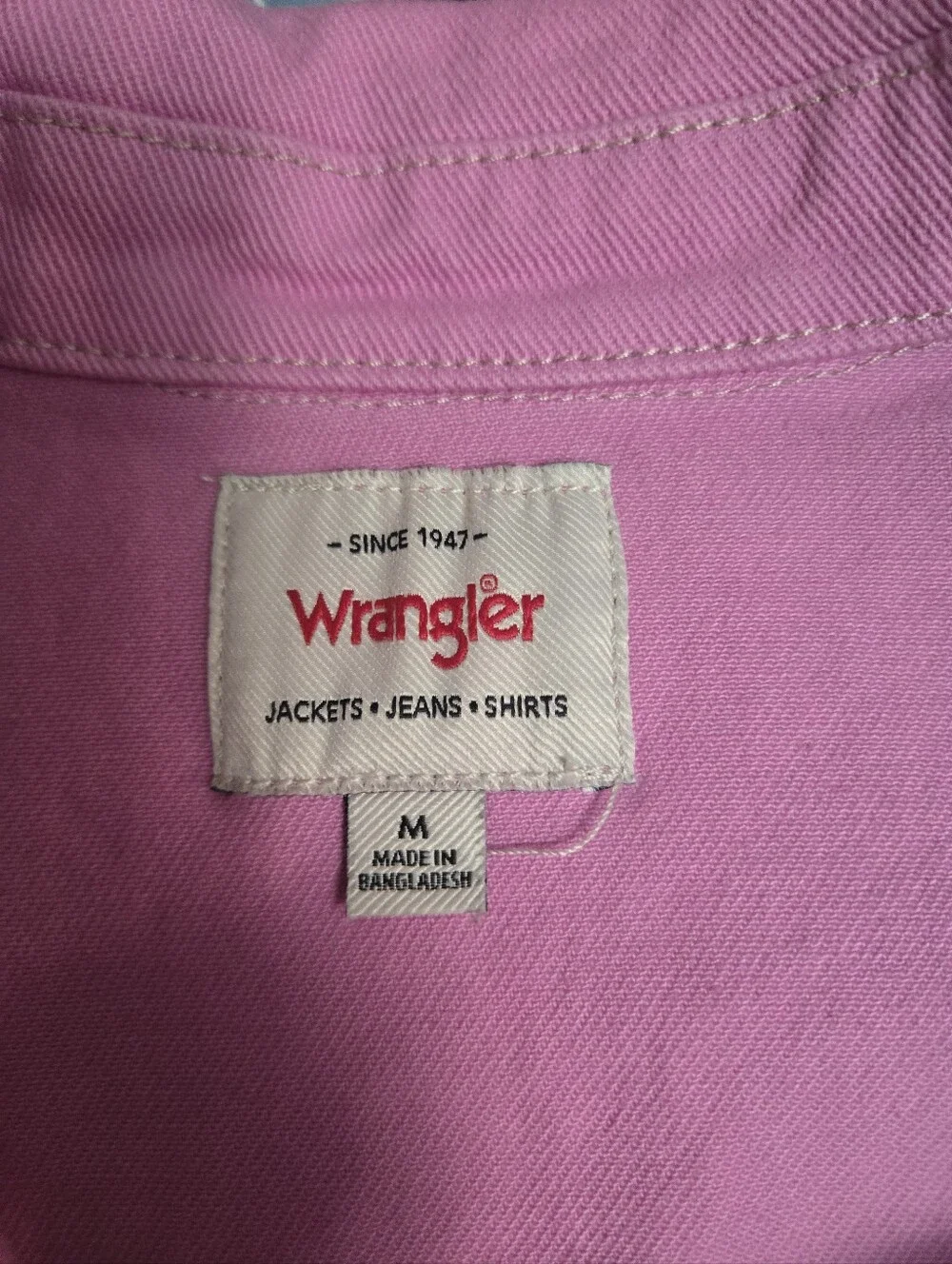 WRANGLER Bright Pink Cropped Denim Jacket Size M